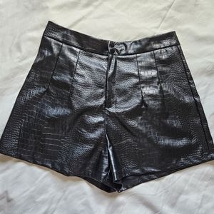 Shein crocodile print black shorts